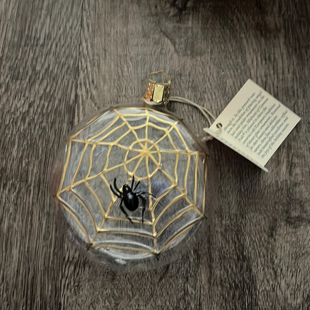Midwest of Cannon Falls Spiderweb Halloween Ornament Painted Glass